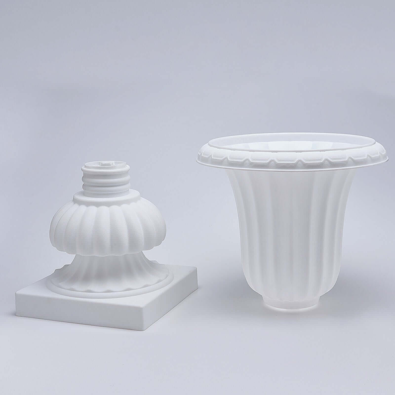 2 Pack 20" White Urn Planter, Floral Pedestal Flower Pot Plant Stand - PVC