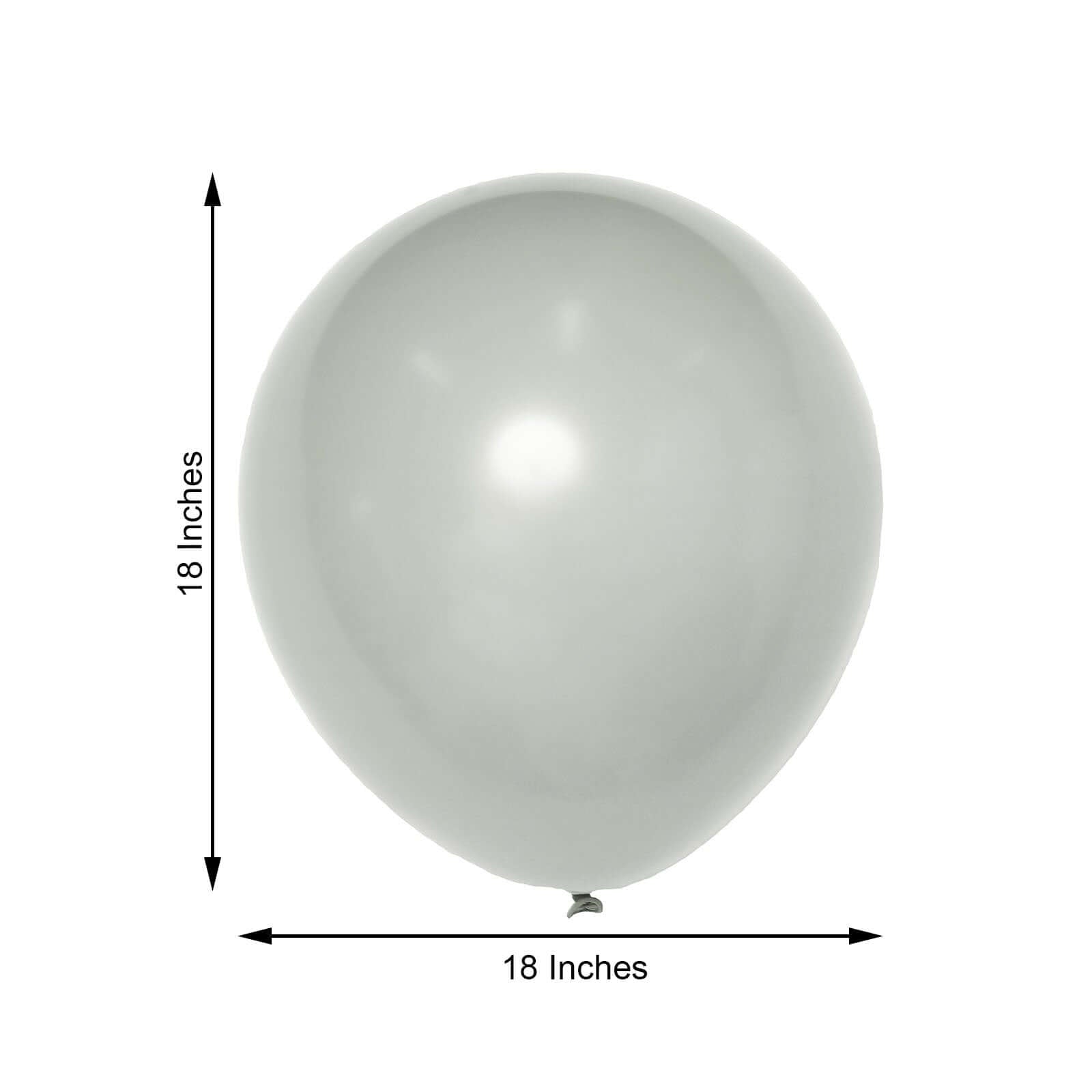 10 Pack 18" Matte Pastel Silver Helium or Air Latex Party Balloons
