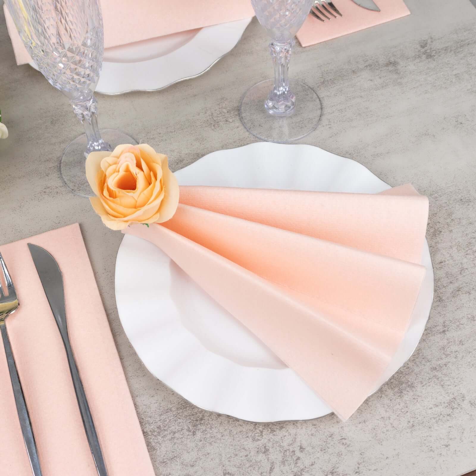 20-Pack Paper Linen-Like Napkins Blush - Disposable Hygienic Airlaid Guest Towels 8.5"x4"