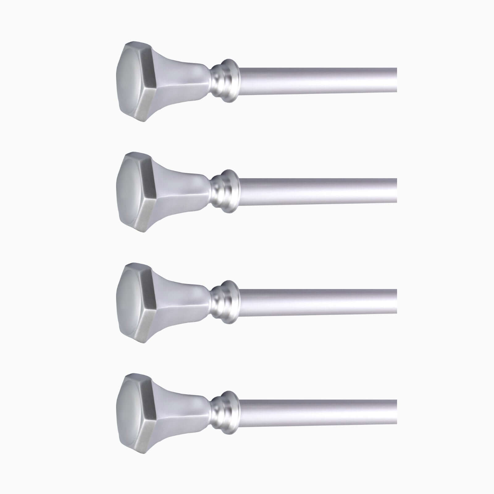 42"-126" Adjustable Curtain Rod Set, Silver, Teardrop Finials