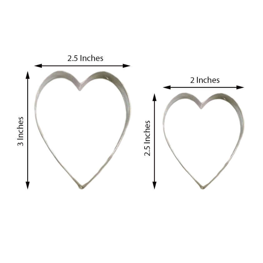 2pcs Stainless Steel Heart Shaped Cookie Cutters Party Favors, Biscuits Cutter Wedding Favor Set with Clear Gift Box - 2.5",3"