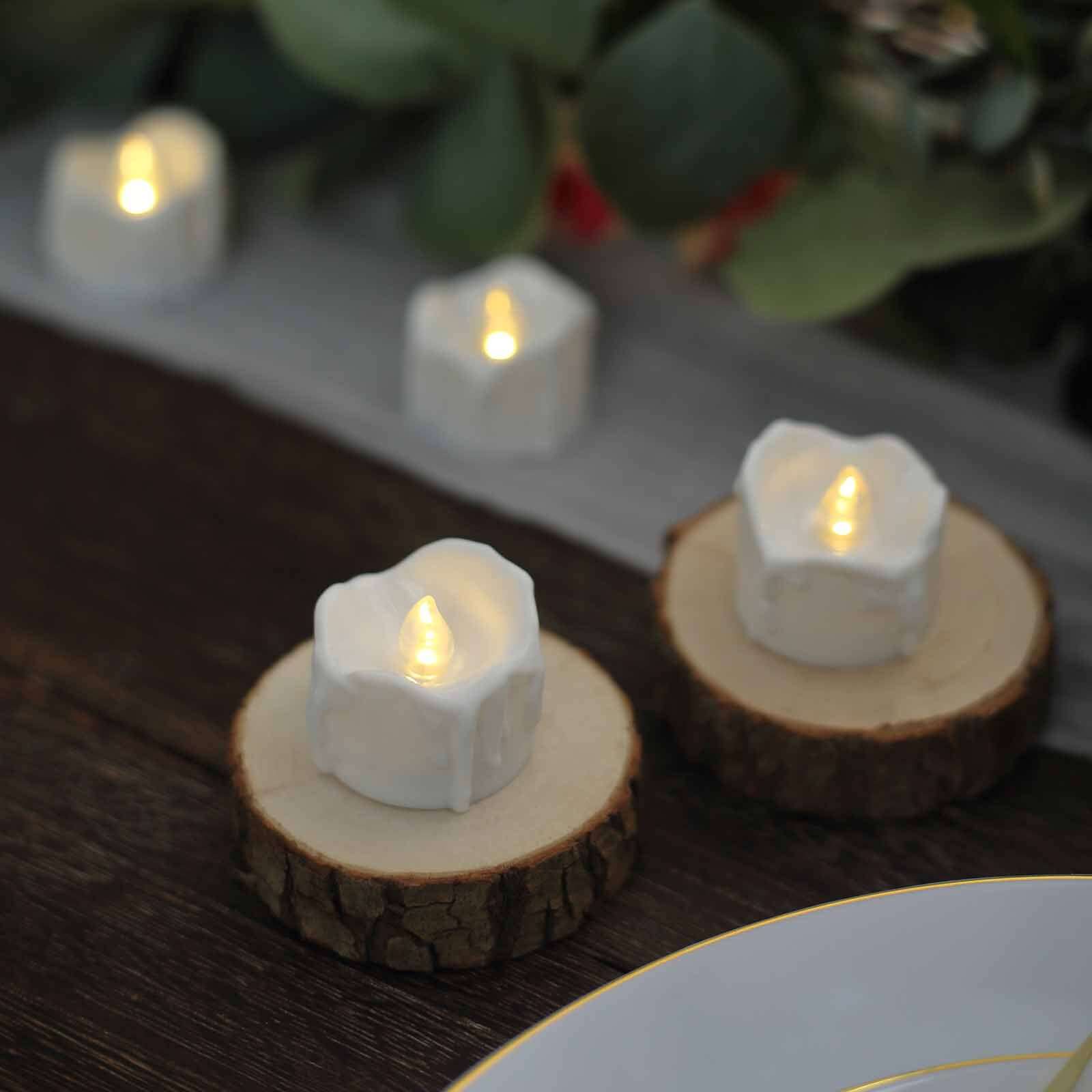 12-Pack LED Flameless Luminaria Lighting Warm White - Battery Operated Tealight Candles with Realistic Wax Design 1.5"