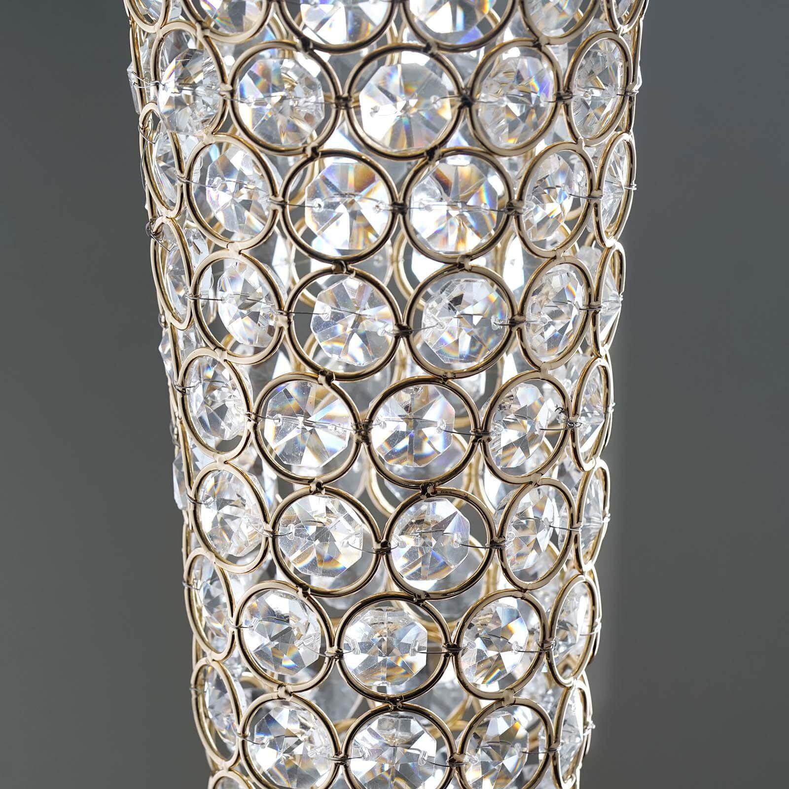 Metal Hurricane Floral Vase Centerpiece Metallic Gold with Crystal Beaded Design - Table Decorative Stand 24"