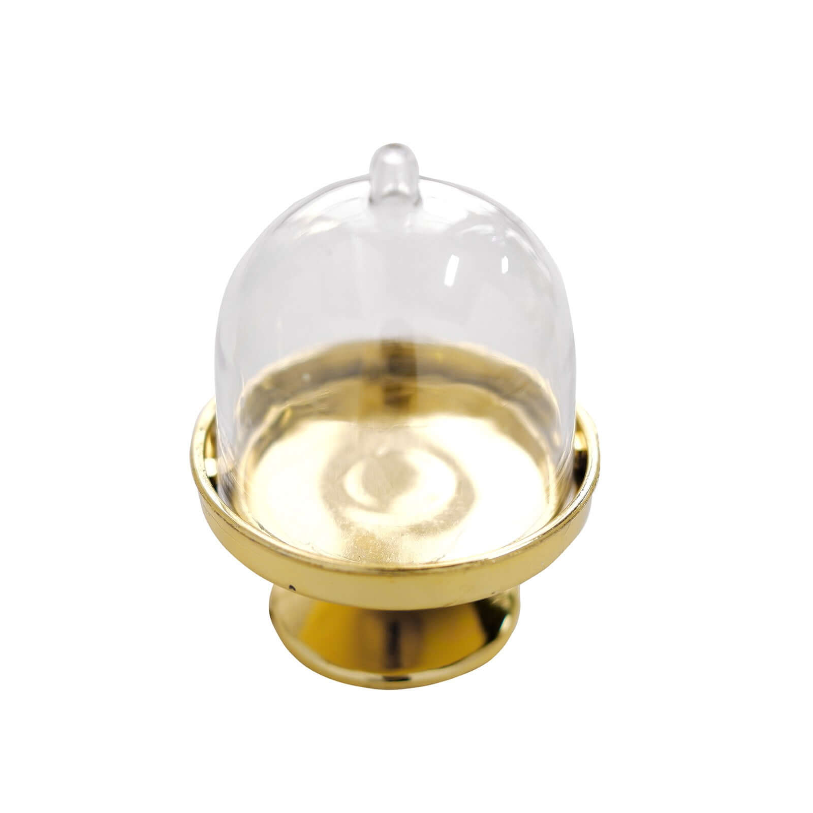 12-Pack Fillable Mini Pedestal Candy Container Clear/Gold- Stylish Candy Treat Favor Containers with Dome Lid 3"