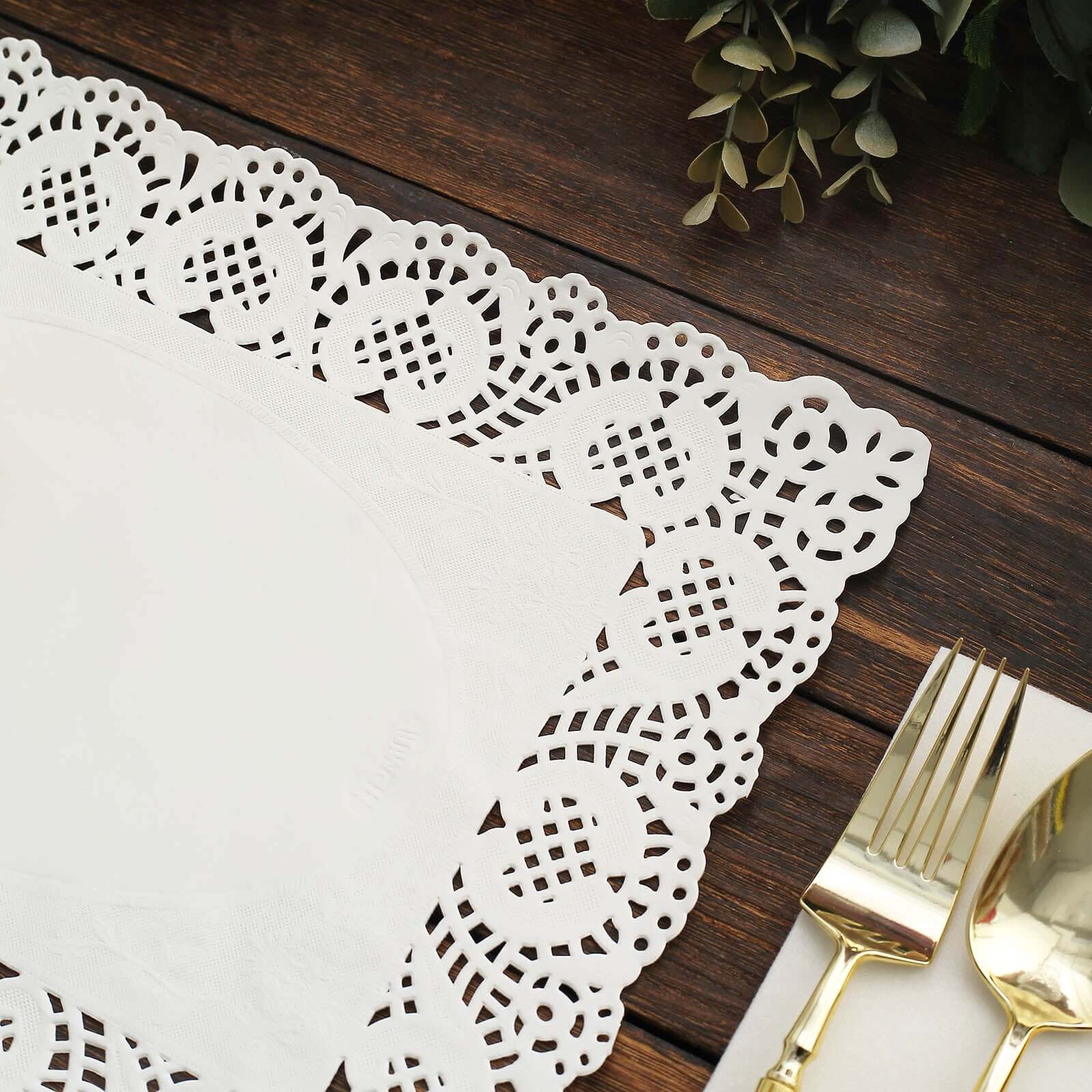 100 Pcs Paper 14"x10" Rectangle Placemats in White - Food Grade Lace Paper Doilies for Dessert Display & Table Decor