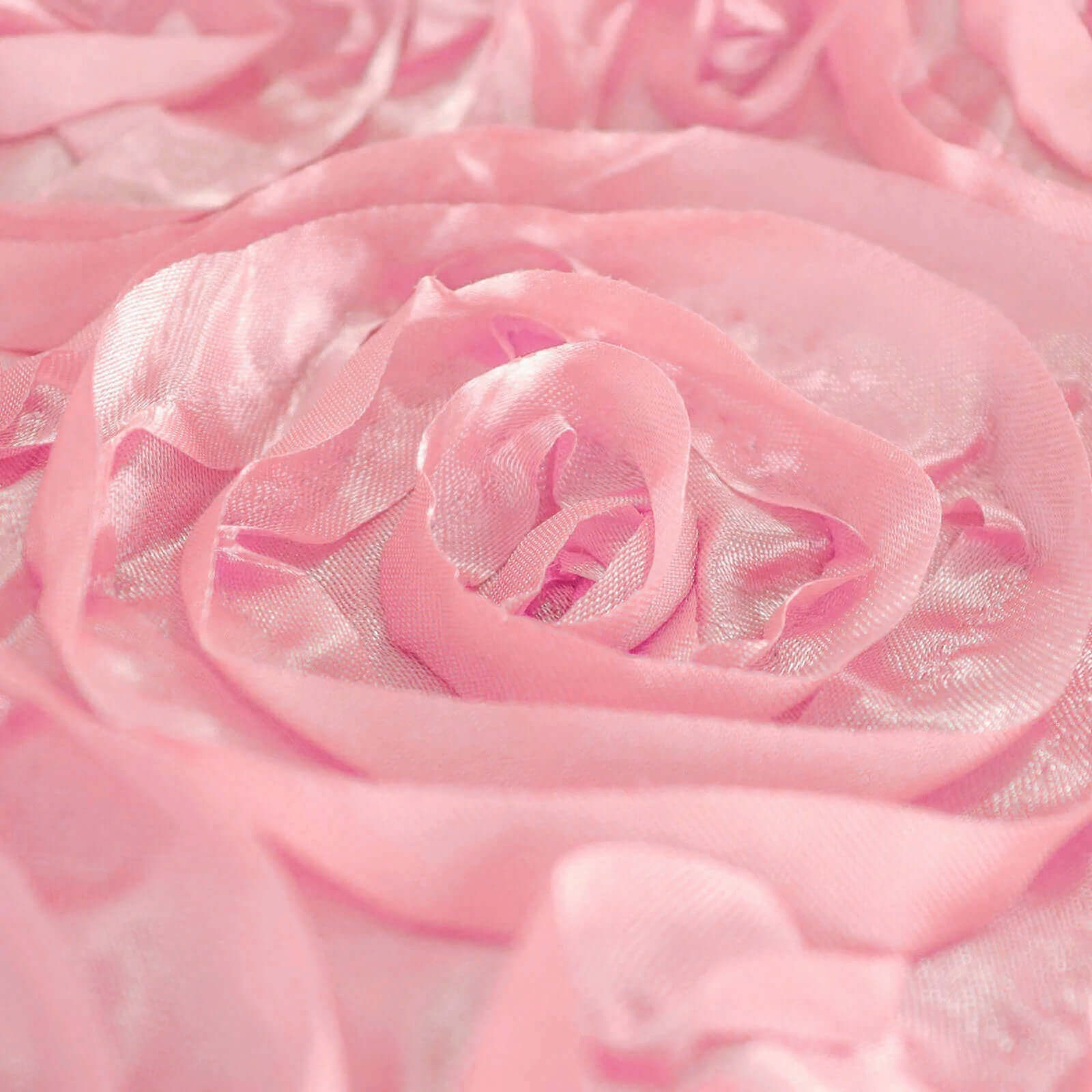 Satin 120" Round Tablecloth Pink - Grandiose 3D Rosette with Seamless Finish Table Cover