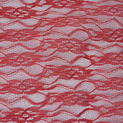 54"x15 Yards Red Floral Lace Shimmer Tulle Fabric Bolt