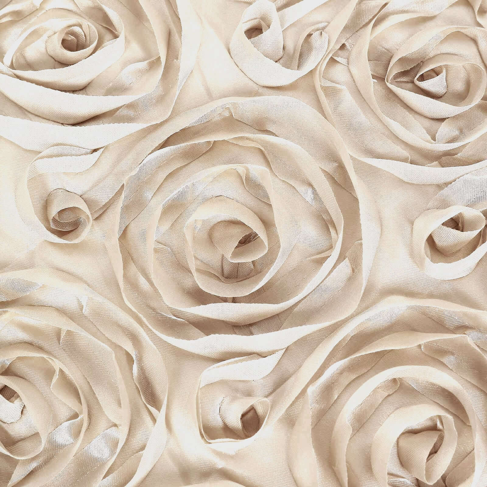 Satin 72"x72" Table Overlay Square Tablecloth Beige - 3D Rosette Table Cover
