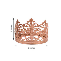 Metal Princess Crown Cake Topper Rose Gold - Exquisite Cake Centerpiece Decor for Quinceañeras Bridal Showers & Fairytale-Themed Events 2"