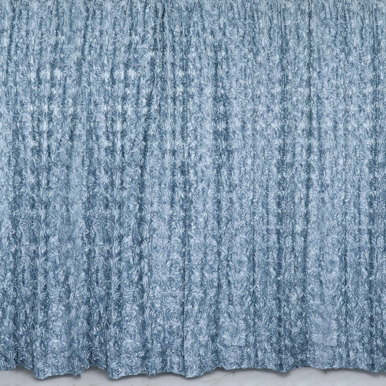 8ftx8ft Dusty Blue Satin Rosette Event Curtain Drapes, Backdrop Event Panel
