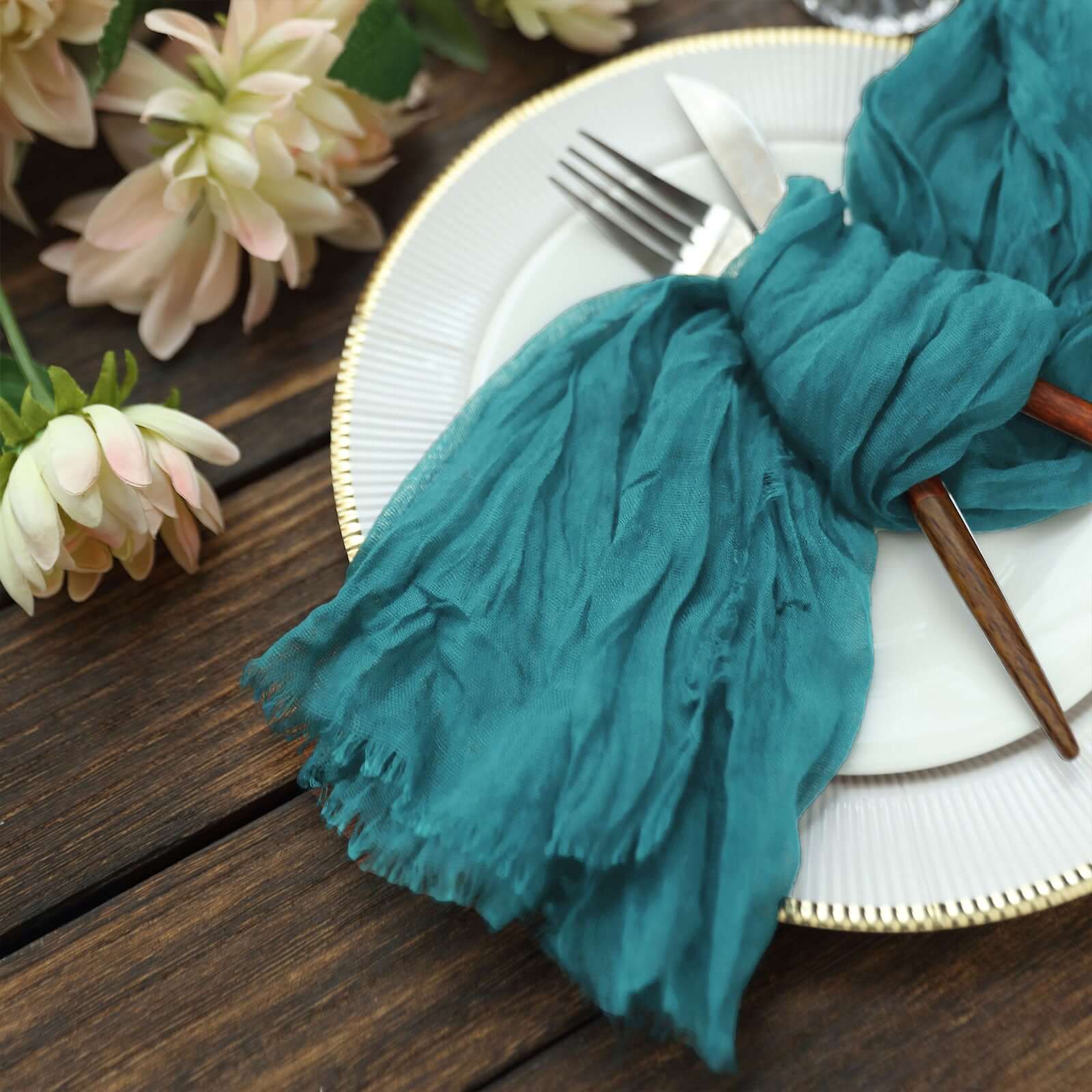 5 Pack Gauze Cheesecloth 24"x19" Napkins Peacock Teal Reusable Dinner Napkins