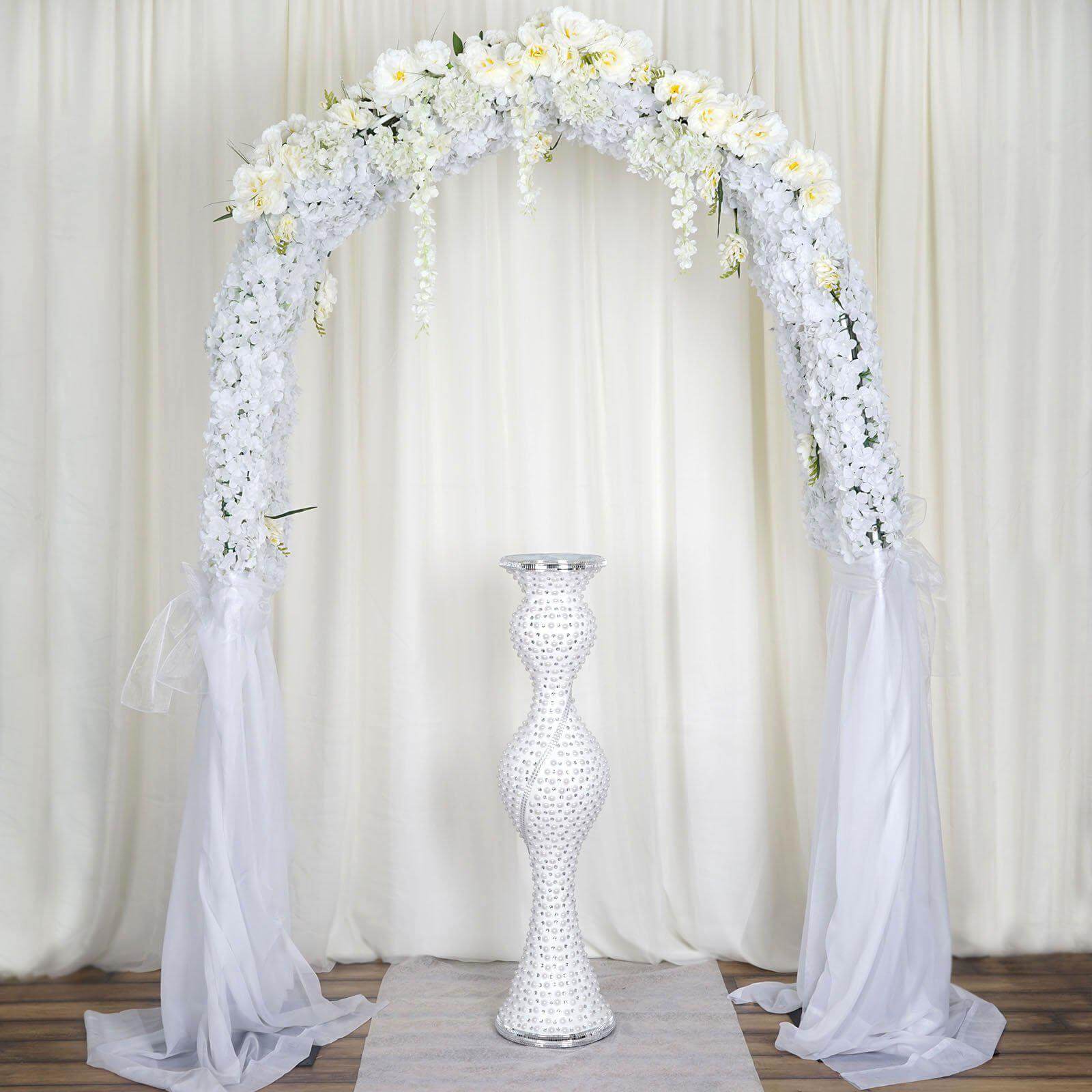 40" Magical Mermaid Style Mirror Mosaic and Pearl Studded Floor Vase