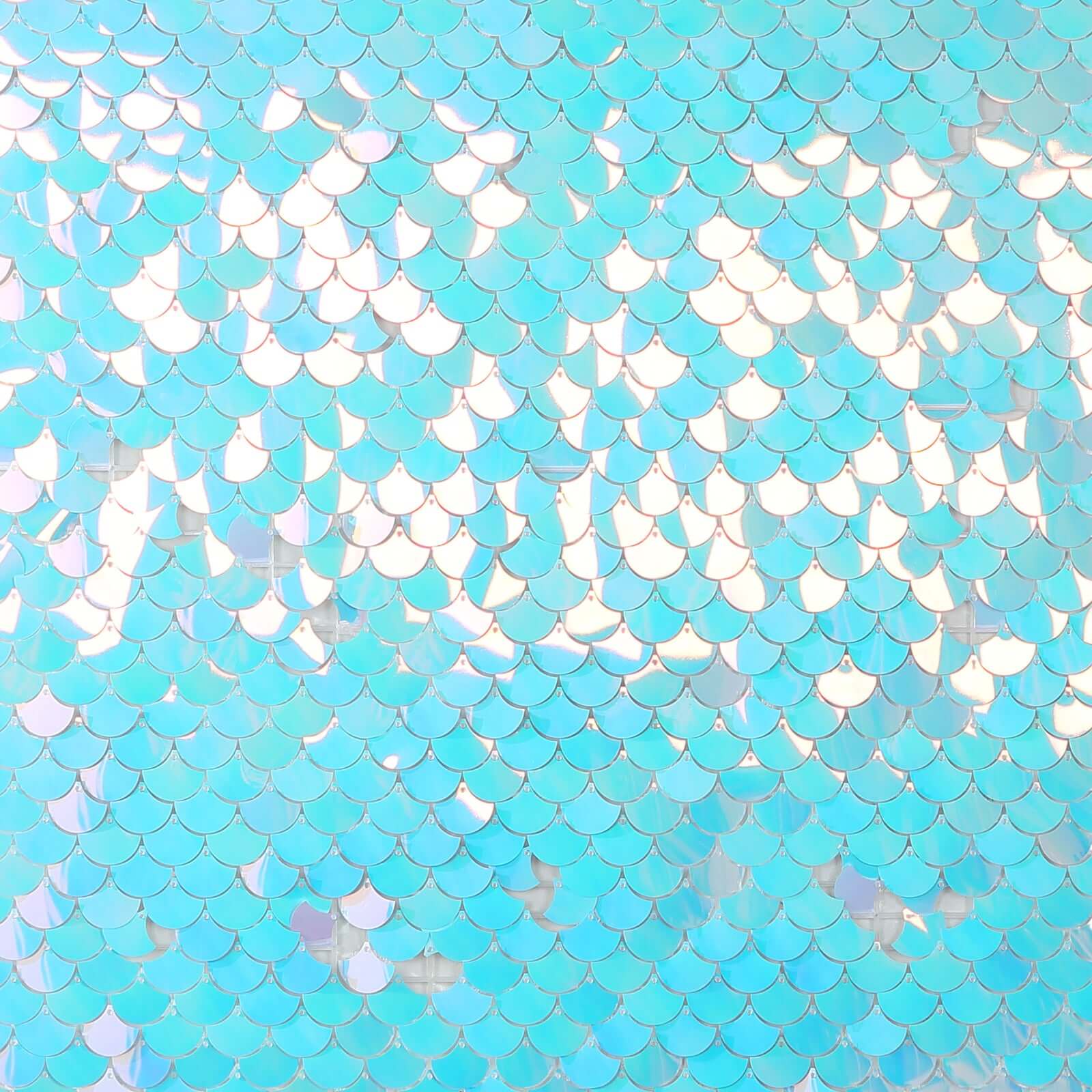 24sq.ft Shiny Iridescent Blue Sequin Shimmer Wall Photo Backdrop with Mermaid Scales Pattern, Party Wall Art Décor Panels - 24 Panels