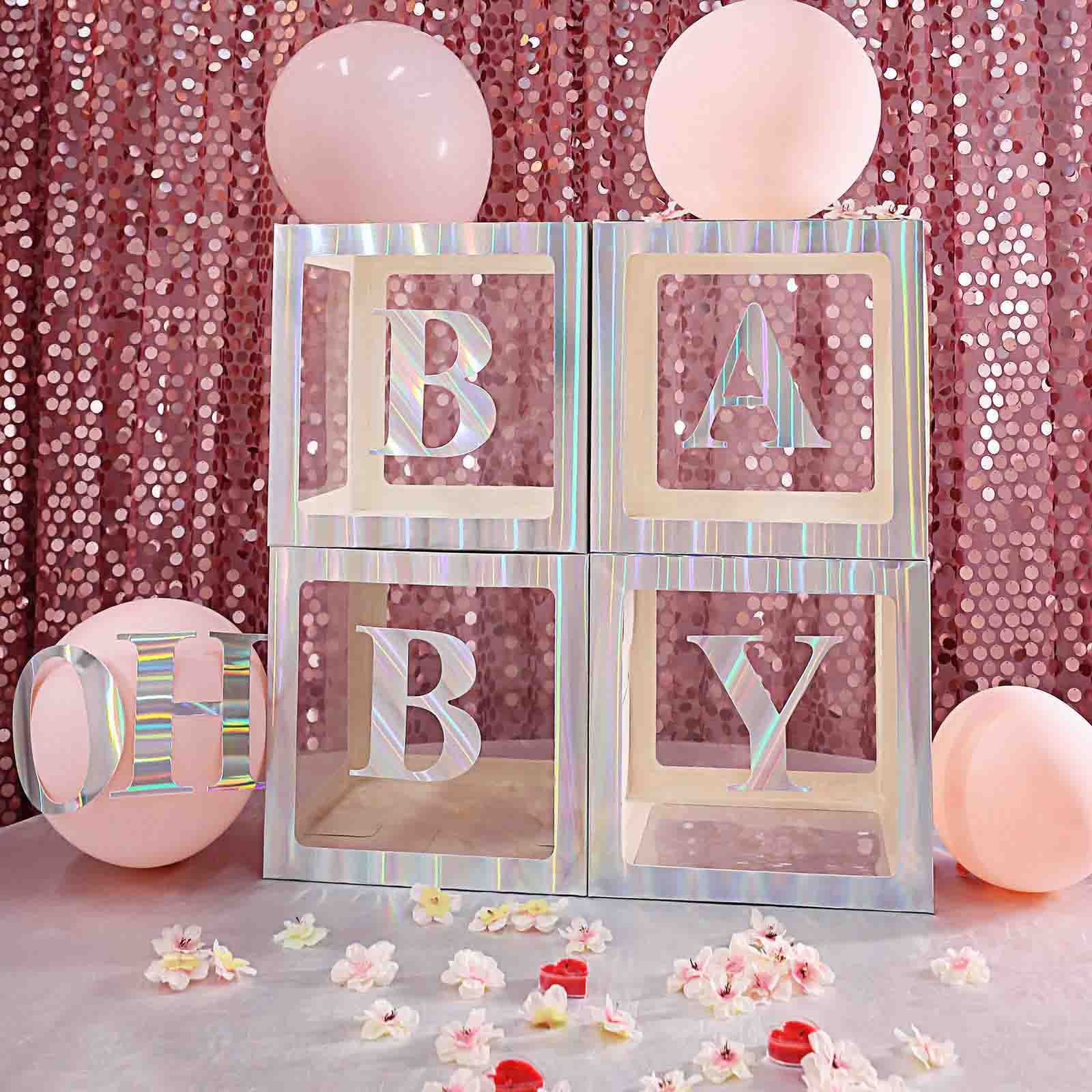 4 Pack 5" Iridescent Alphabet Stickers Banner, Customizable Stick on Letters - V