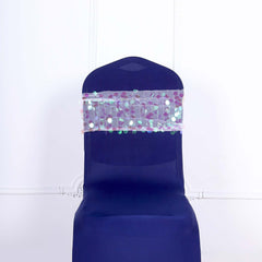 5 Pack Big Payette Sequin 13"x10" Chair Sash Bands Iridescent - Stylish Glittering Decor for Weddings & Gatherings