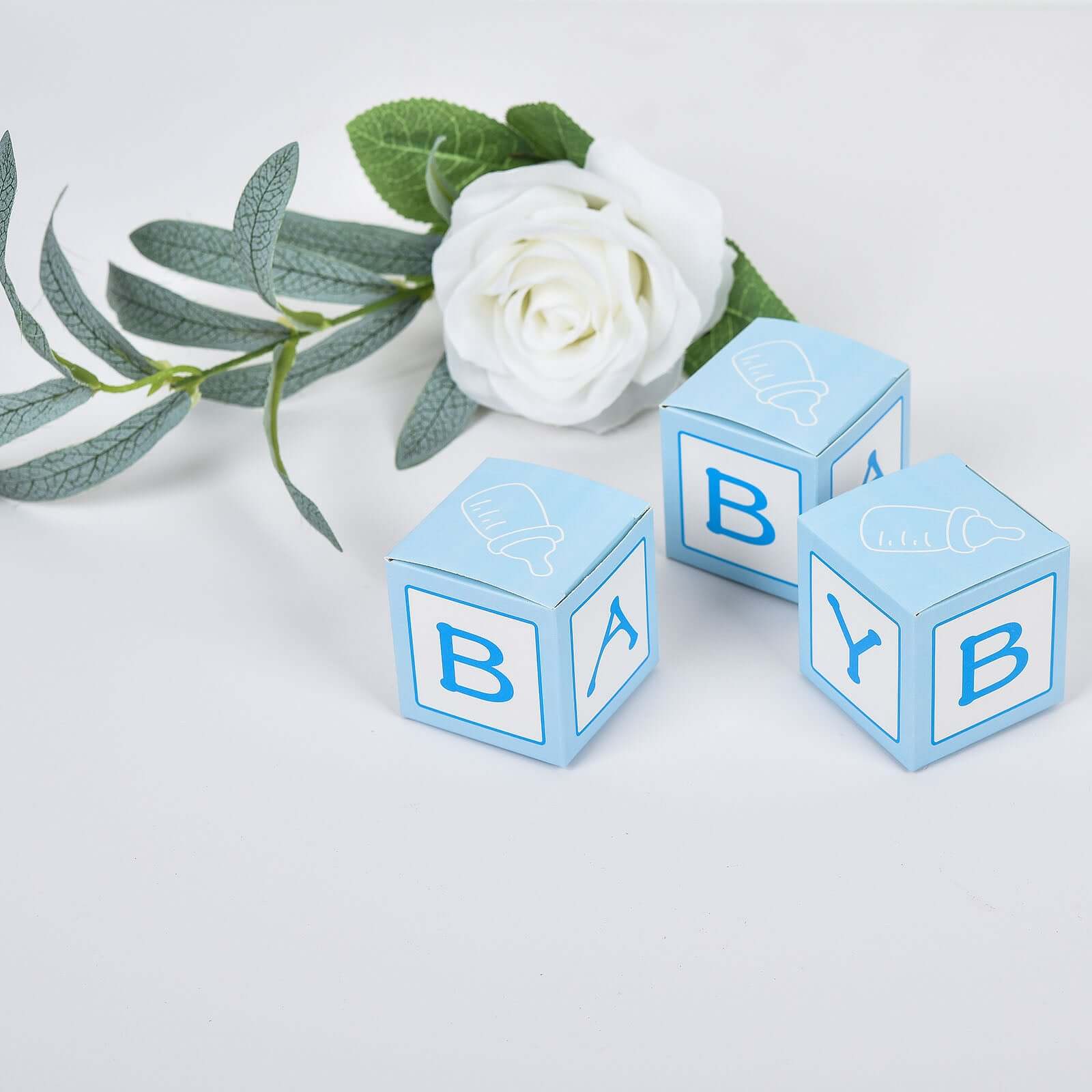 25 Pack 2" Light Blue Baby Shower Party Favor Candy Gift Boxes