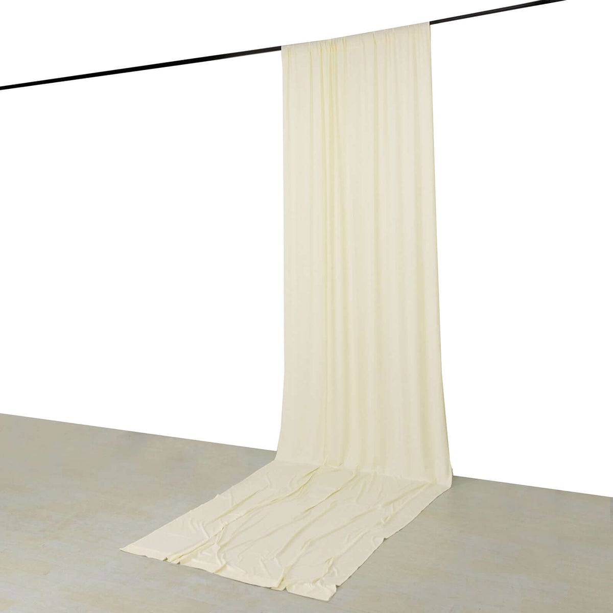 Ivory 4-Way Stretch Spandex Event Curtain Drapes, Wrinkle Free Backdrop Event Panel with Rod Pockets - 5ftx16ft