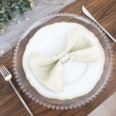 5 Pack Polyester 17"x17" Napkins Ivory - Durable & Wrinkle Resistant Dinner Napkins