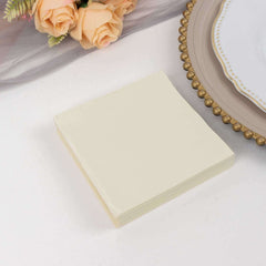 50-Pack Paper Beverage Napkins Ivory - 2 Ply Disposable Soft 18GSM Cocktail Napkins 5"x5"