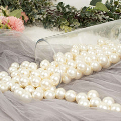 120-Pack Faux Craft Pearl Beads Ivory - Glossy Beads with Holes for Vase Filler Jewelry Making Bridal Accessories & Event Decor 20mm