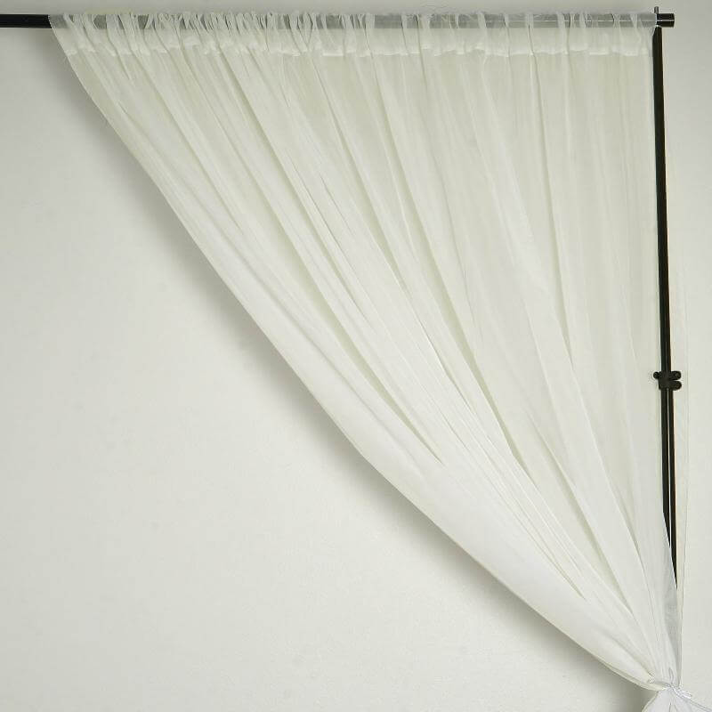 2 Pack Ivory Sheer Chiffon Event Curtain Drapes, Durable Flame Resistant Premium Organza Backdrop Event Panels With Rod Pockets - 10ftx10ft