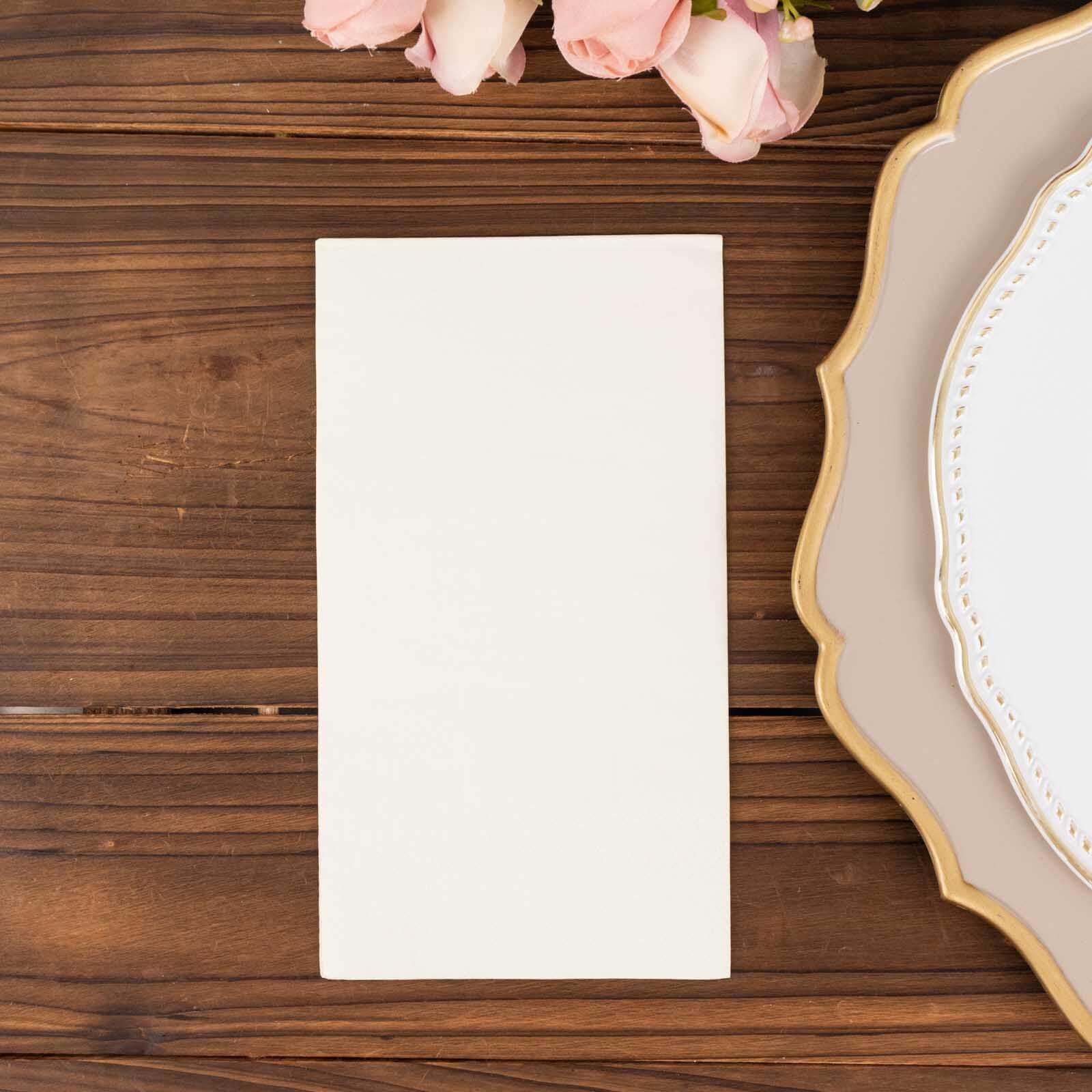50-Pack Paper Napkins Soft Ivory - Disposable 2-Ply Cocktail and Beverage Napkins for Weddings