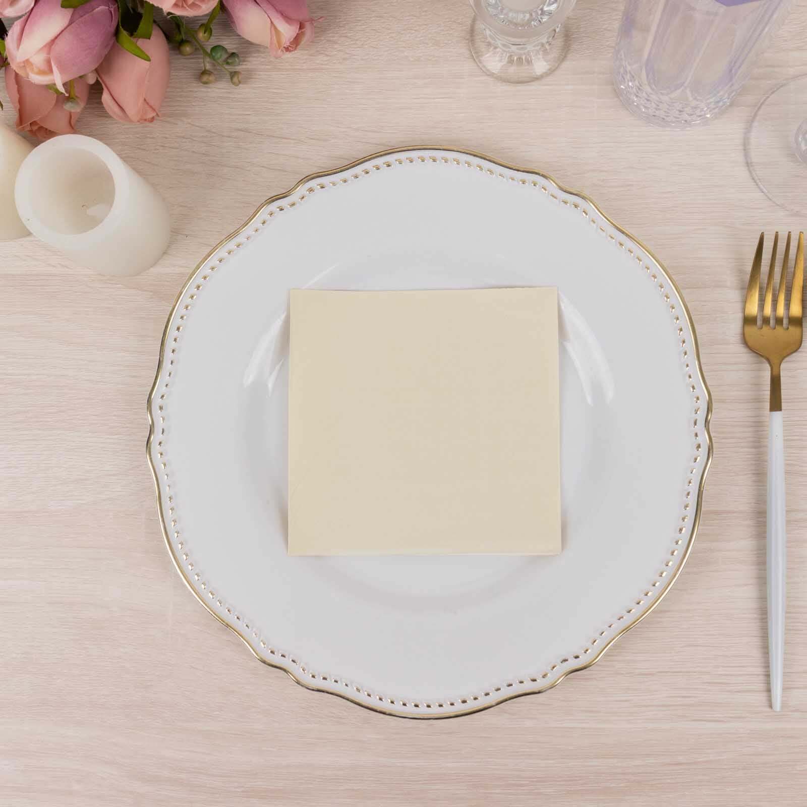 50-Pack Paper Beverage Napkins Ivory - 2 Ply Disposable Soft 18GSM Cocktail Napkins 5"x5"