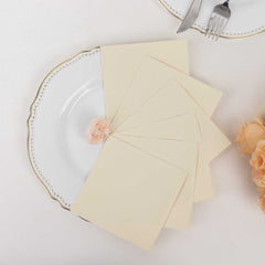 50-Pack Paper Beverage Napkins Ivory - 2 Ply Disposable Soft 18GSM Cocktail Napkins 5"x5"
