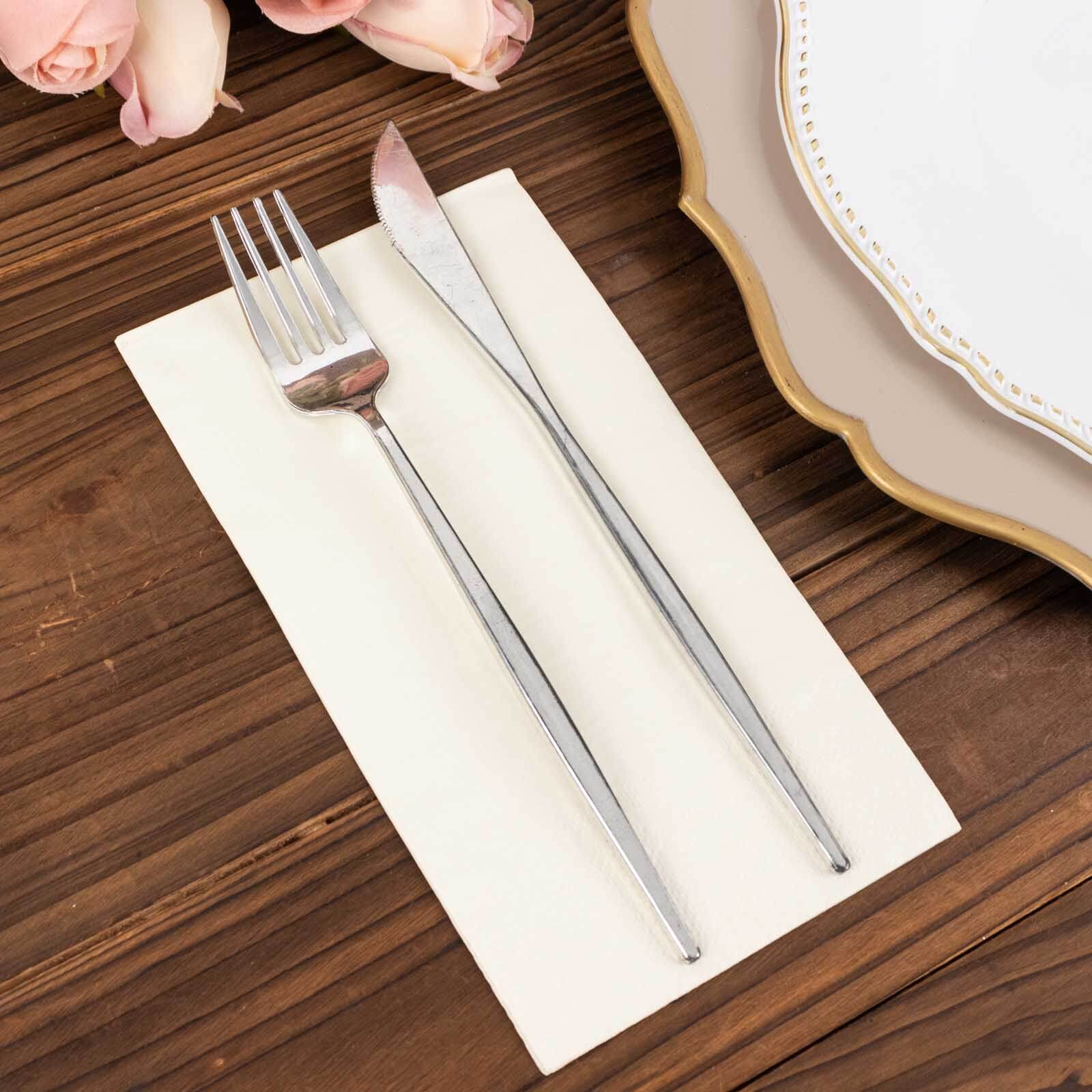 50-Pack Paper Napkins Soft Ivory - Disposable 2-Ply Cocktail and Beverage Napkins for Weddings
