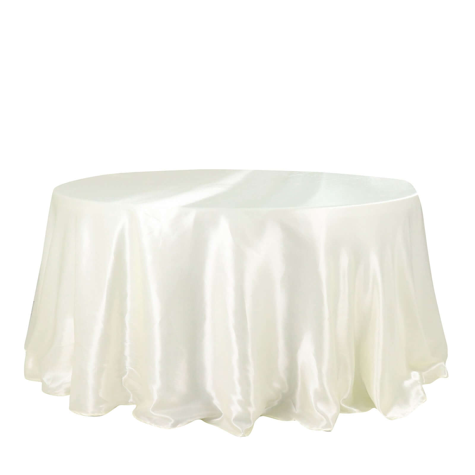 Satin 132" Round Tablecloth Ivory - Stylish Seamless Table Cover