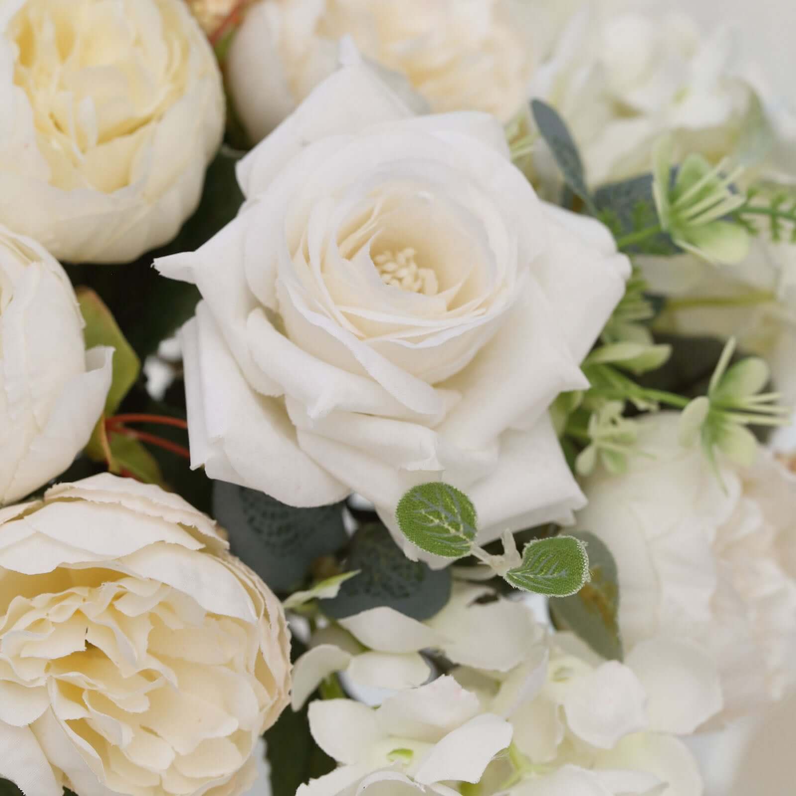 2 Pack Artificial Rose & Peony Floral Arrangements – 12" Ivory Silk Bouquets for Weddings & Home Décor
