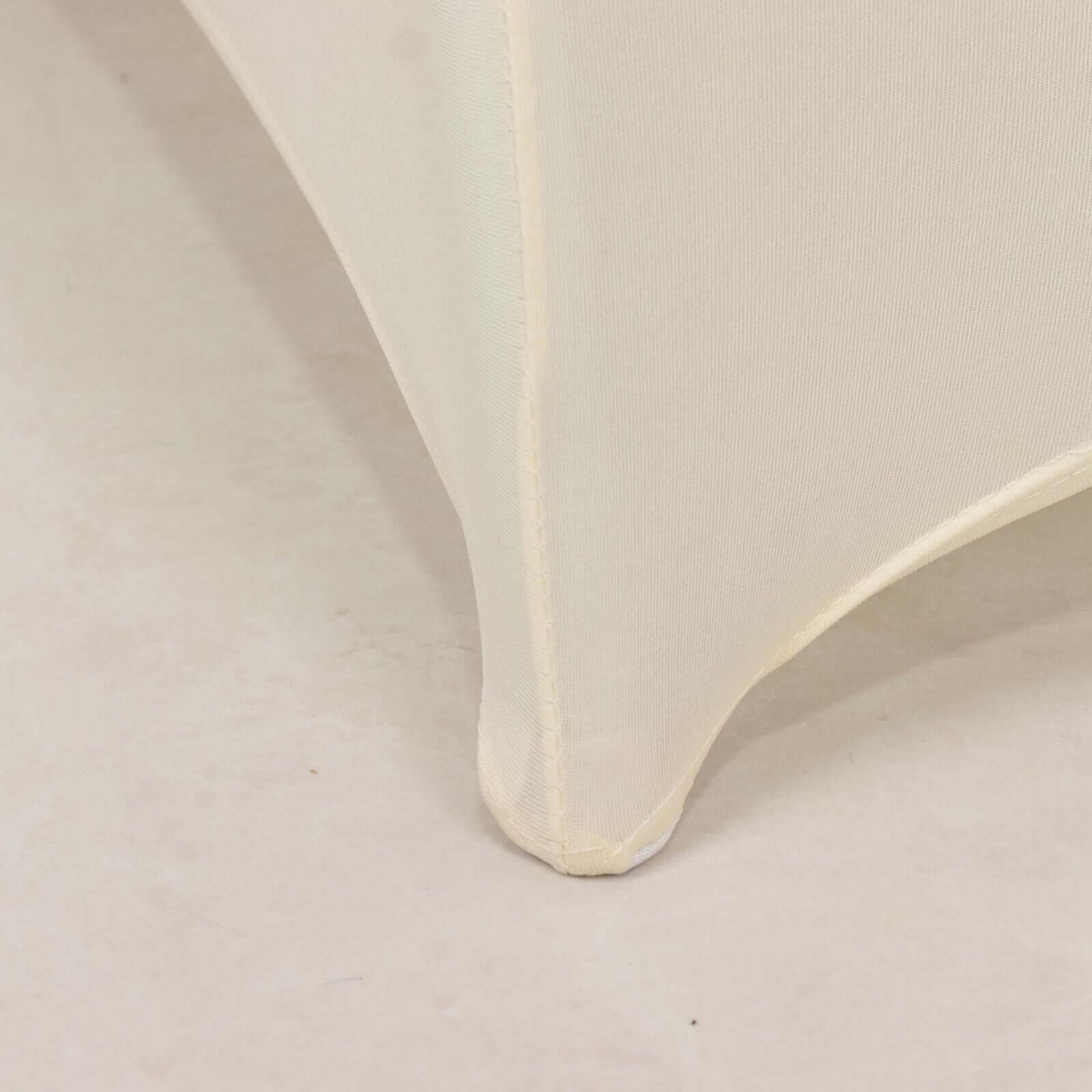 Stretch Spandex Chair Cover Ivory for Folding Chairs - Secure Fit Slipcover with Silver Rhinestone Buckled Sash Band