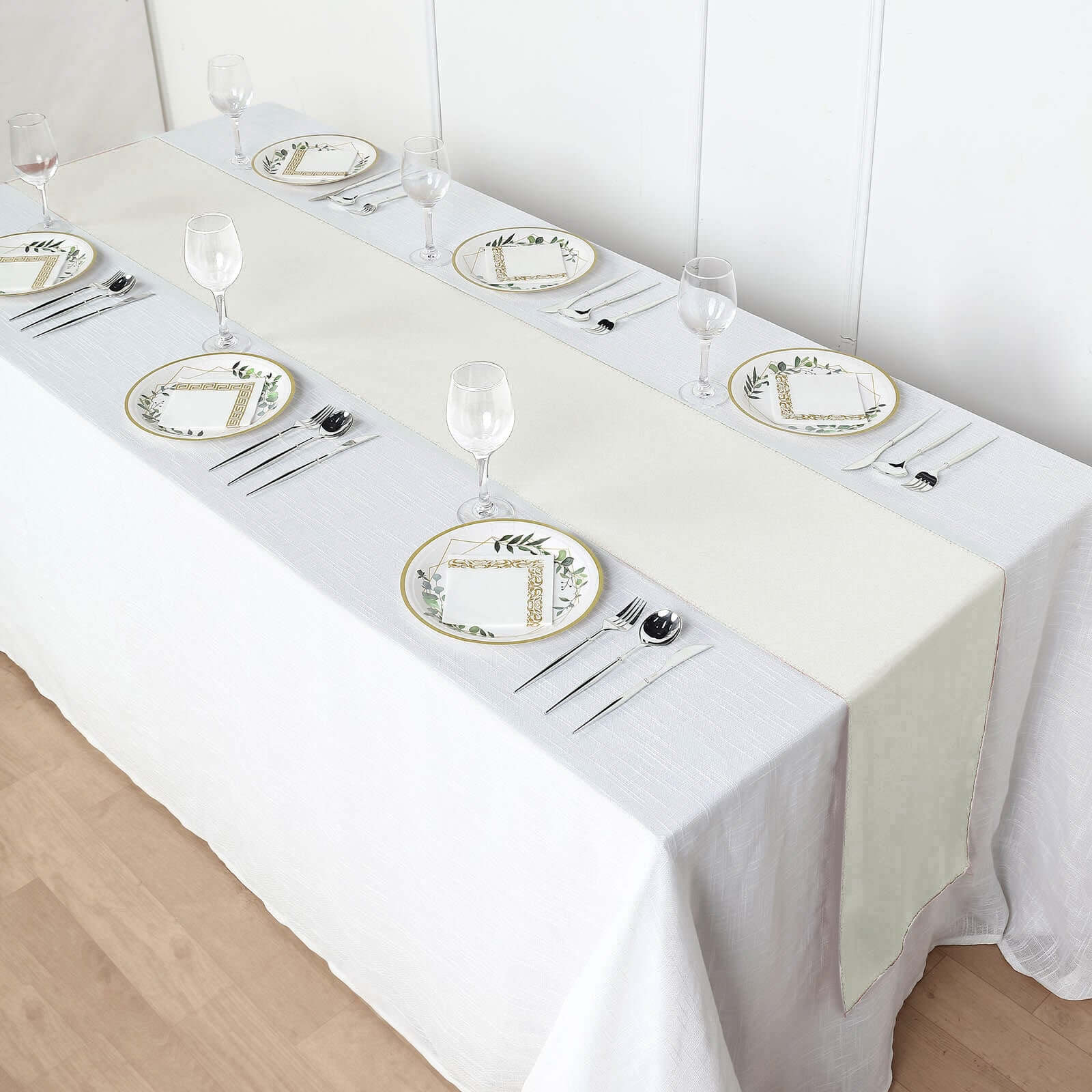 Polyester 12"x108" Table Runner Ivory - Durable & Wrinkle-Resistant Table Decor