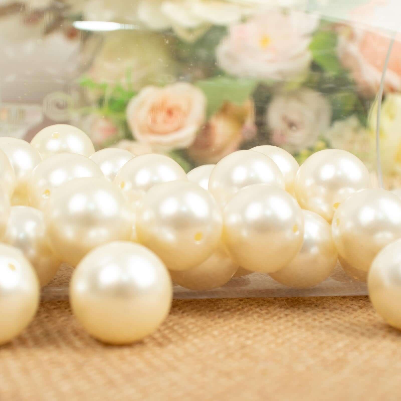 120-Pack Faux Craft Pearl Beads Ivory - Glossy Beads with Holes for Vase Filler Jewelry Making Bridal Accessories & Event Decor 20mm