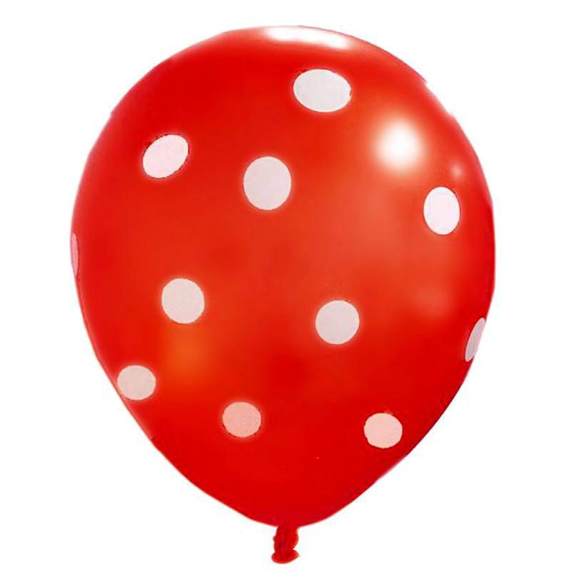 25 Pack 12" Red and White Fun Polka Dot Latex Party Balloons