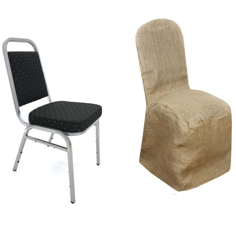 Jute Burlap Chair Cover for Banquet Chairs 100% Natural - Ideal for Rustic Weddings
