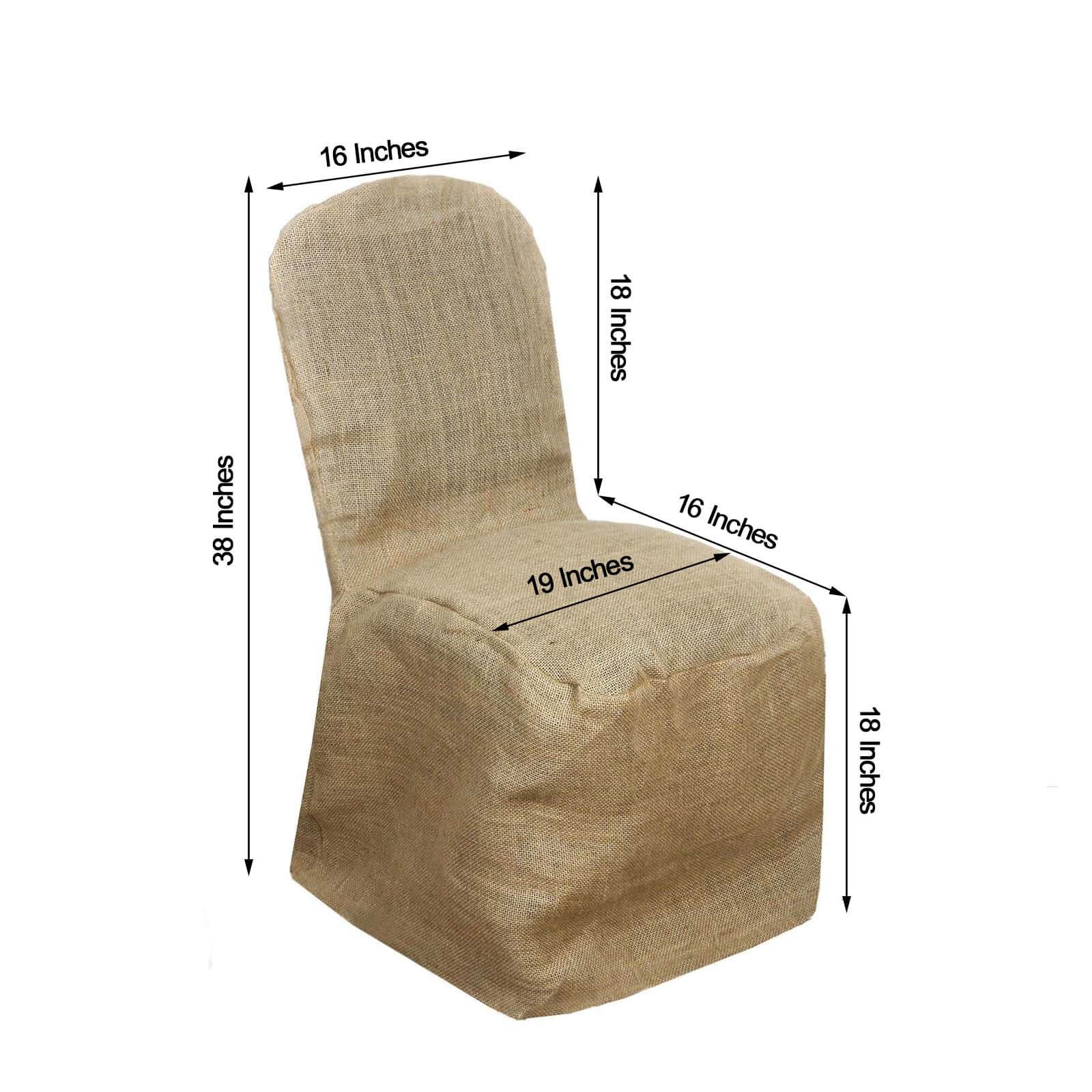 Jute Burlap Chair Cover for Banquet Chairs 100% Natural - Ideal for Rustic Weddings