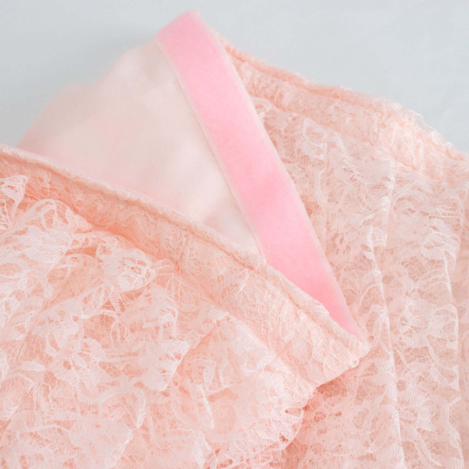 Lace 14ft Table Skirt Blush - Premium Pleated Table Cover