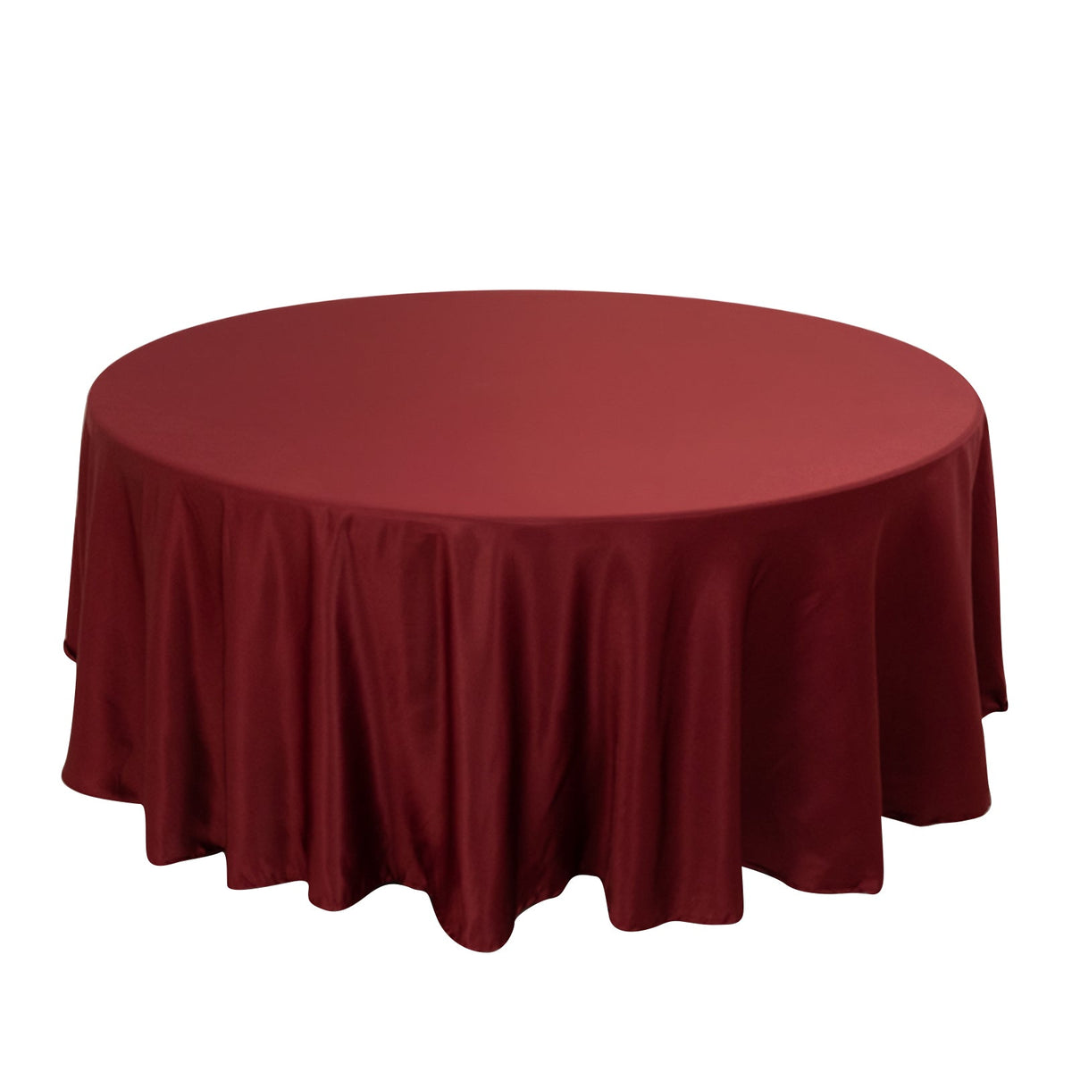 Lamour Satin 108" Round Tablecloth Burgundy - Durable & Silk-Like Table Cover
