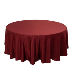 Lamour Satin 108" Round Tablecloth Burgundy - Durable & Silk-Like Table Cover
