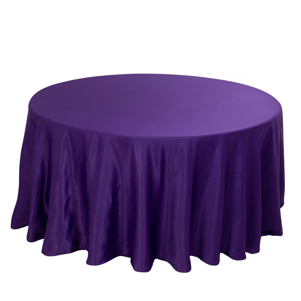 Lamour Satin 120" Round Tablecloth Purple - Seamless Table Cover with Soft Tempered Sheen