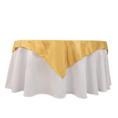 Lamour Satin 54"x54" Table Overlay Square Tablecloth Champagne - Durable & Silk-Like Table Cover