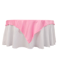 Lamour Satin 54"x54" Table Overlay Square Tablecloth Pink - Durable & Silk-Like Table Cover