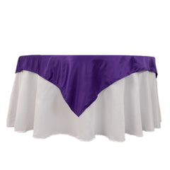 Lamour Satin 54"x54" Table Overlay Square Tablecloth Purple - Durable & Silk-Like Table Cover