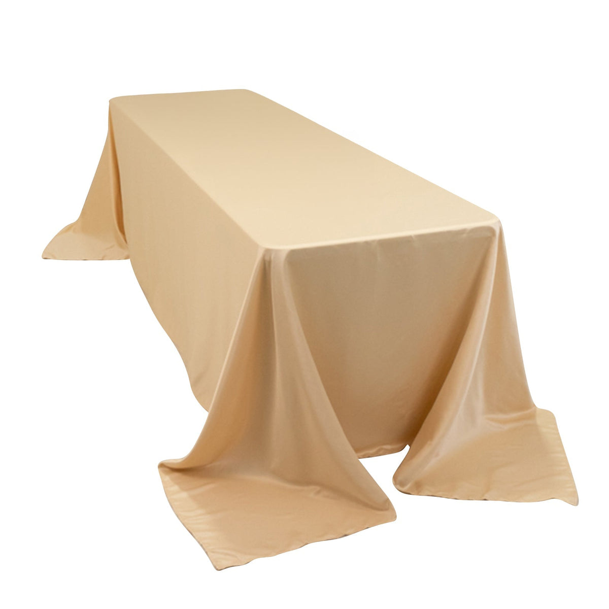 Lamour Satin 90"x156" Rectangle Tablecloth Beige - Luxurious, Soft Seamless Table Cover