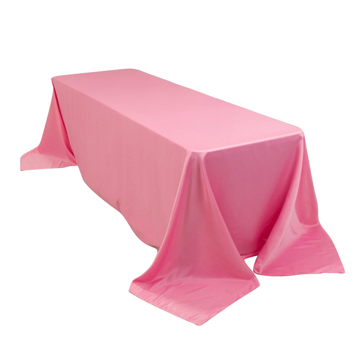 Lamour Satin 90"x156" Rectangle Tablecloth Pink - Luxurious, Soft Seamless Table Cover