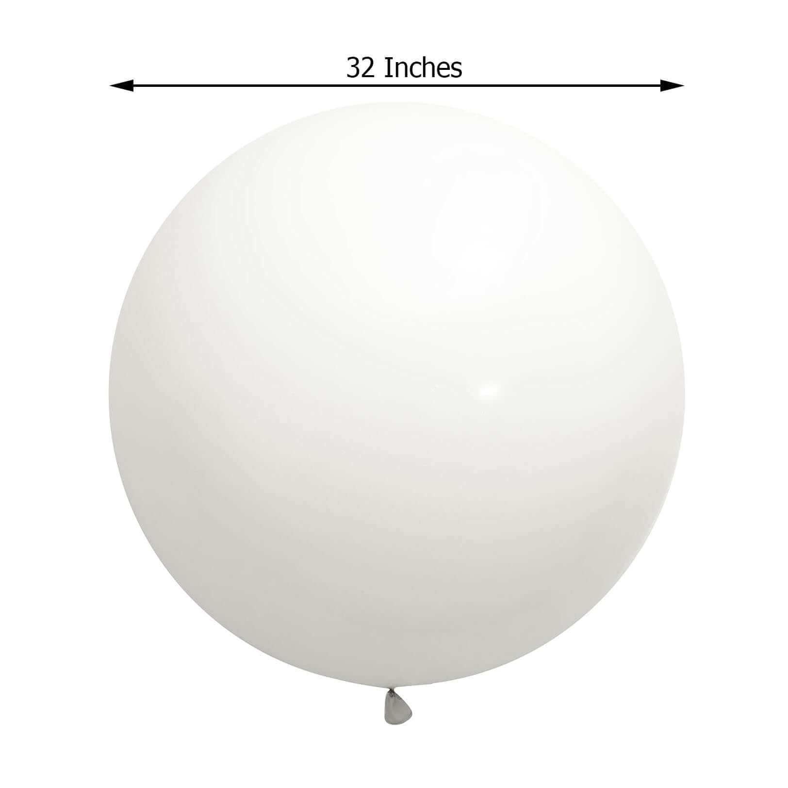 2 Pack 32" Large Balloons Helium or Air Latex Balloons Pastel White