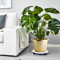 14" Gold Shiny Finished Rim Large Barrel Planter Pot, Indoor Outdoor Decorative Flower Pot