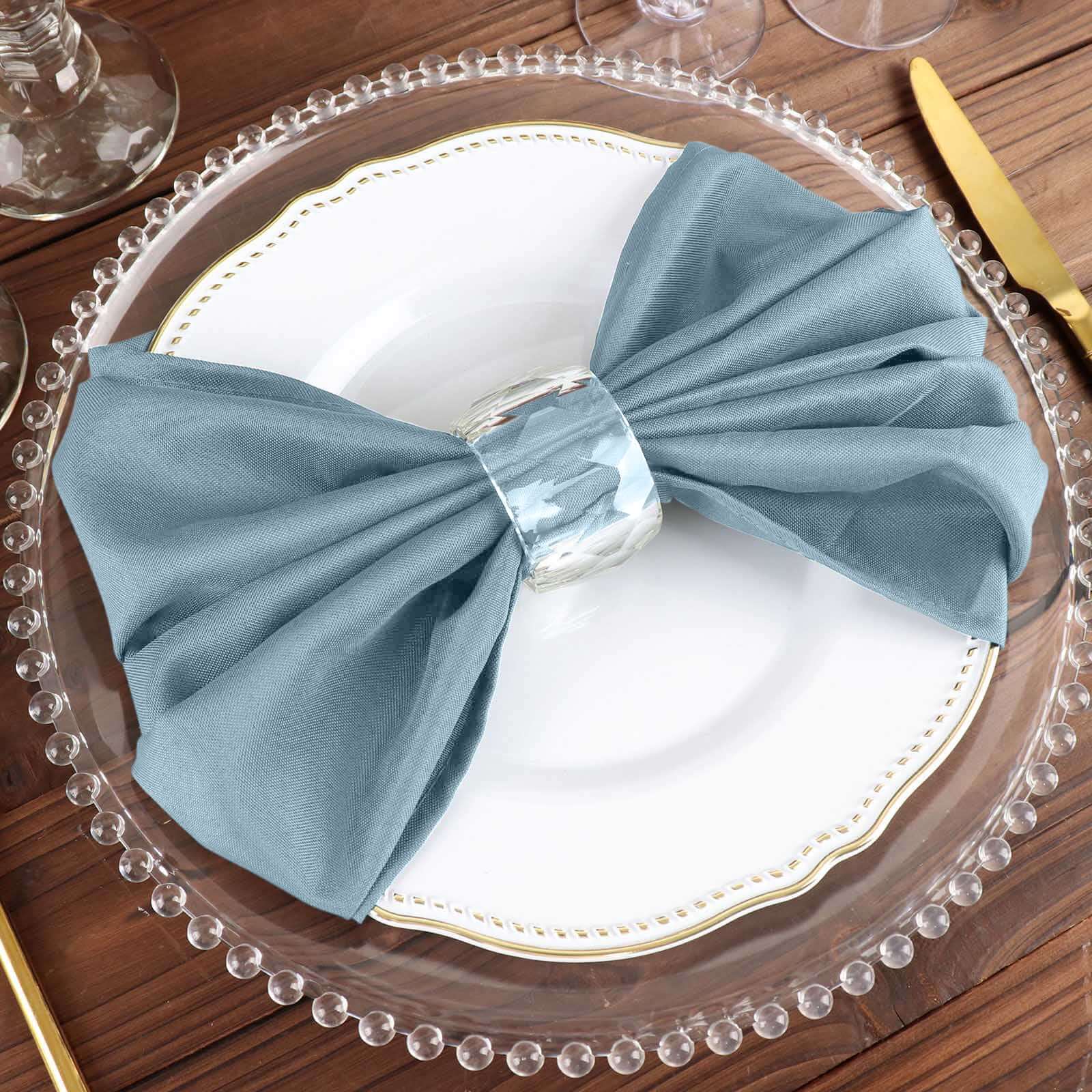 5 Pack Polyester 20"x20" Napkins Dusty Blue - Wrinkle Resistant & Easy Care Cloth Napkins