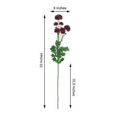 2 Bushes | 33" Burgundy Artificial Chrysanthemum Mum Flower Bouquets